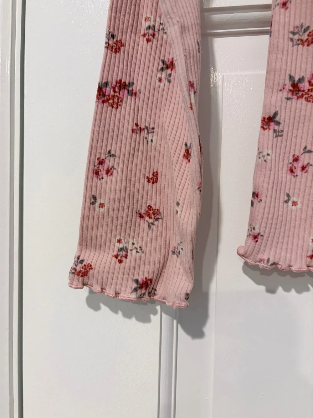 Old Navy Pink Floral Ribbed Long-Sleeve Tee